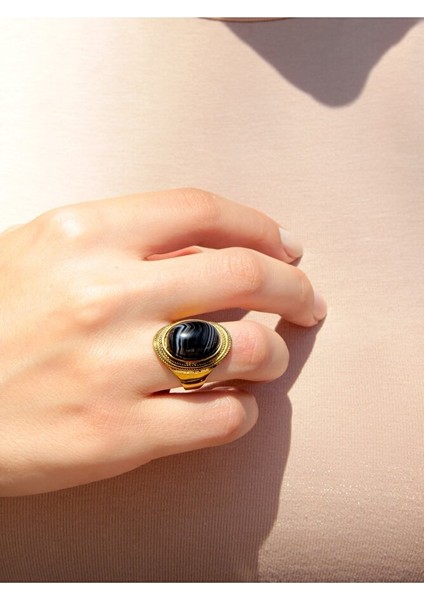 Doğal Taş Yemen Akik Doğal Taşlı Ayarlanabilir Yüzük EUY1SYA