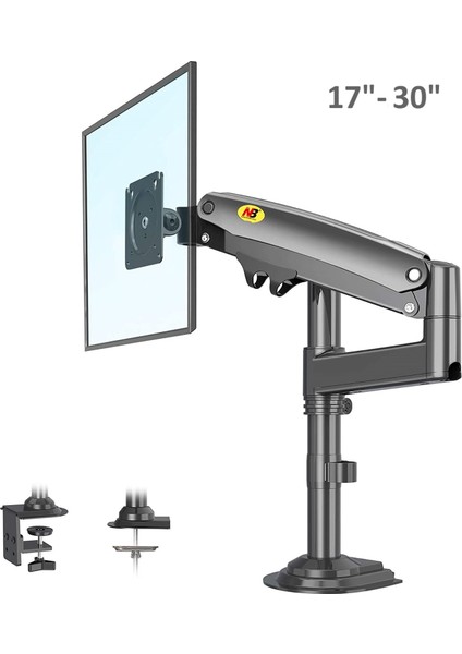 H100 17"-30" Amortisörlü 2-9 kg Monitör Tutucu Kol Stand