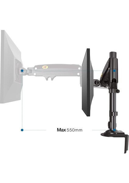 H100 17"-30" Amortisörlü 2-9 kg Monitör Tutucu Kol Stand