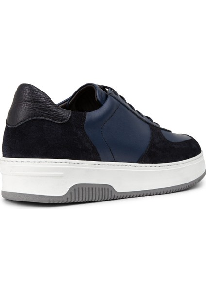 Hakiki Süet Mavi Erkek Sneaker Ayakkabı - 01965MMVIE02