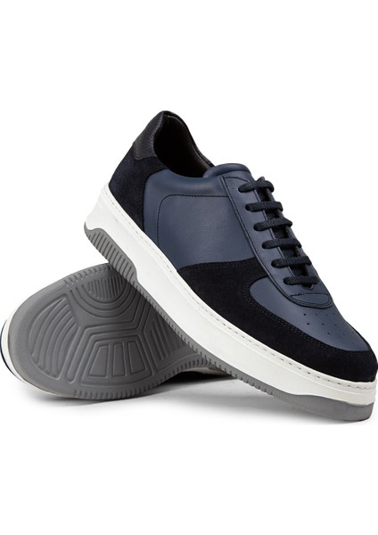 Hakiki Süet Mavi Erkek Sneaker Ayakkabı - 01965MMVIE02