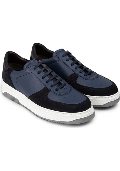 Hakiki Süet Mavi Erkek Sneaker Ayakkabı - 01965MMVIE02