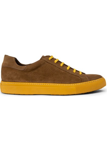 Hakiki Süet Taba Rengi Erkek Sneaker Ayakkabı - 01829MTBAC04