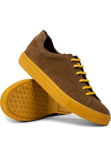 Hakiki Süet Taba Rengi Erkek Sneaker Ayakkabı - 01829MTBAC04
