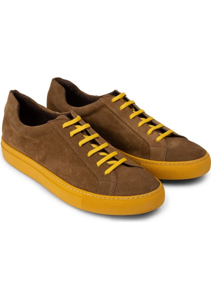 Hakiki Süet Taba Rengi Erkek Sneaker Ayakkabı - 01829MTBAC04