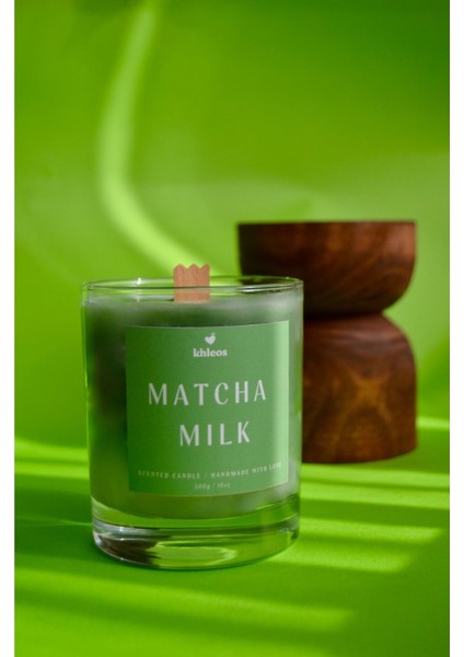 Matcha Milk Candle Vegan Içerikli Fresh Kokulu Jel & Soya Wax Mum 300GR