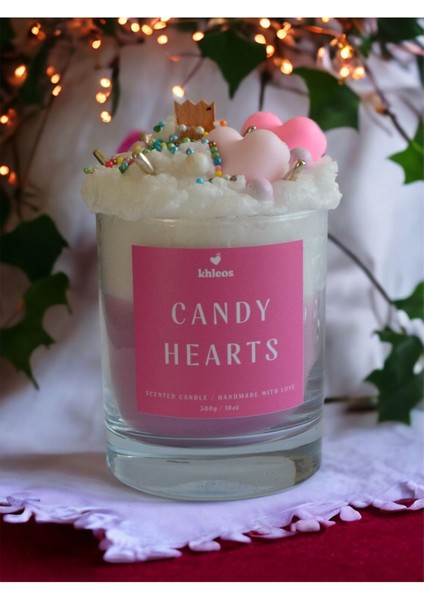 Candy Hearts Çilek Kokulu Vegan Içerikli Soya Wax Mum 300GR