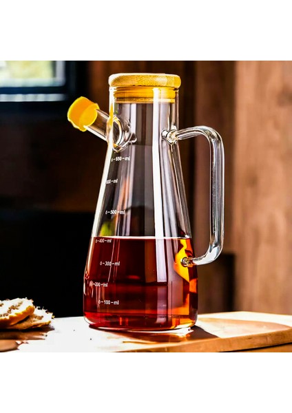 Yağdanlık Cam Şişe 900 ml Bambu Vakumlu Kapak Ahşap Stantlı Tekli fiyatları