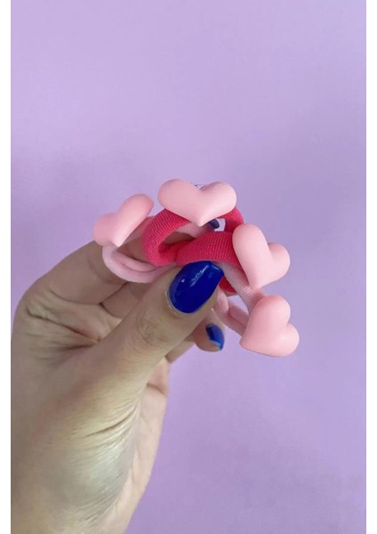 Pembe Renk Kalp Figürlü Toka Set