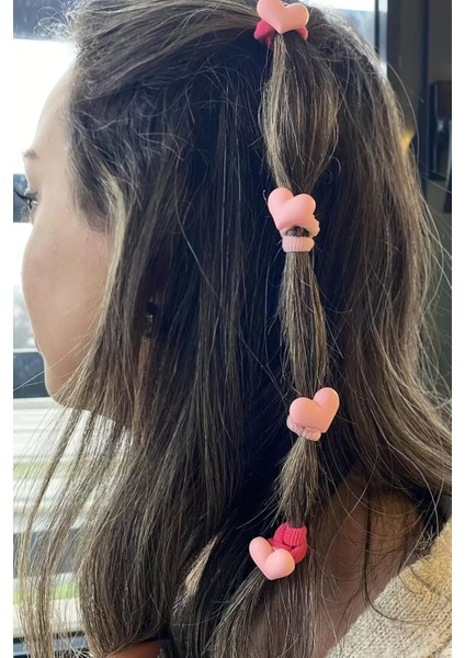 Pembe Renk Kalp Figürlü Toka Set