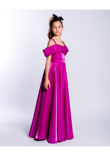 Kız Çocuk/Genç Yeni Moda Parlak Kumaş Tam Kalıp Abiye Elbise 5492 fiyatları