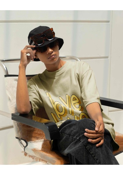 Geniş Sezon Sarı Oversize Pamuk Tshirt