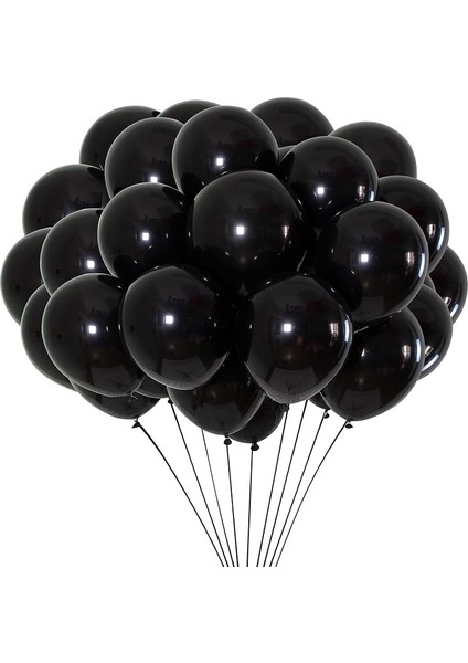 Vıp 100 Psc Shıny Metallıc Black Balloon Vıp Kalite Parlak Metalik Siyah Balon Helyum Gazı Uyumludur