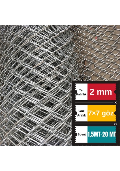 2mm Kalınlık , 7cm×7cm Göz Aralığı, (1.5METRE-20METRE) Galvanizli Helezon Bahçe Tel Örgü Bahçe Çiti Bahçe Teli