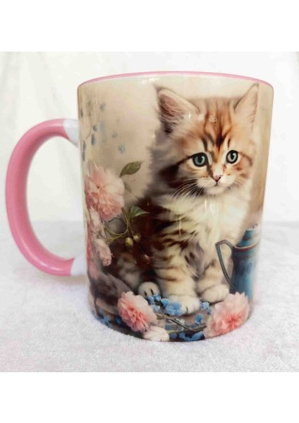 Mugs And Love Yavru Kedi Vintage Tasarım Büyük Boy Kupa