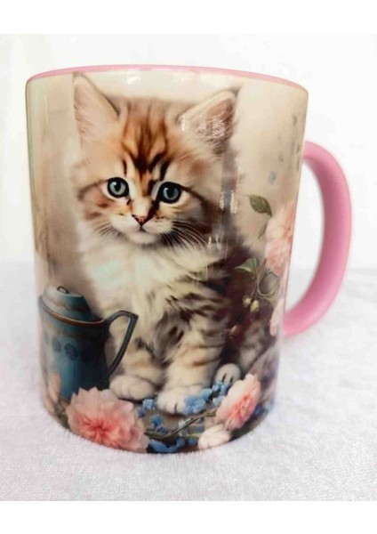 Mugs And Love Yavru Kedi Vintage Tasarım Büyük Boy Kupa