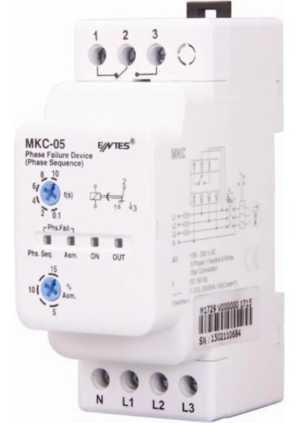 Mkc-05 Faz Sıralı Ayarlanabilir Asimetrili Motor (Faz) Koruma Rölesi