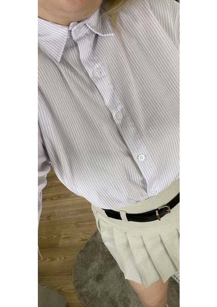 Çizgili Crop Gömlek indirimleri