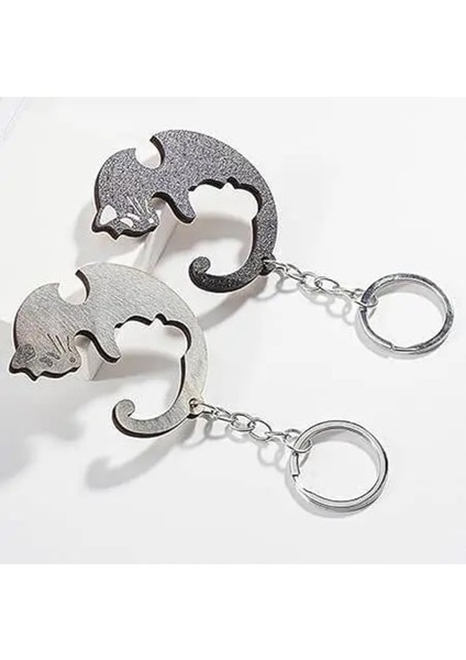 2’li Set Ahşap Kedi Anahtarlık