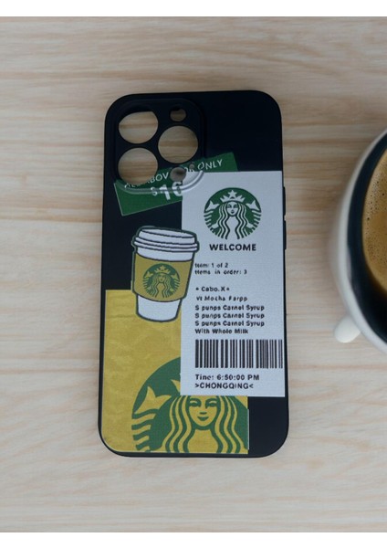 Bu Meydan Iphone 13 Pro Starbucks Baskılı Siyah Renk Silikon Telefon Kılıfı