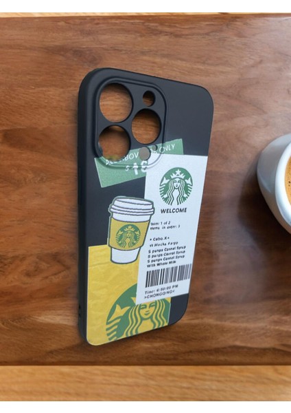 Bu Meydan Iphone 13 Pro Starbucks Baskılı Siyah Renk Silikon Telefon Kılıfı