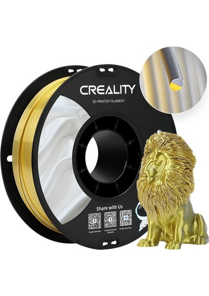 Cr-Silk Pla 1,75MM 3D Filament 1kg - Altın Gümüş