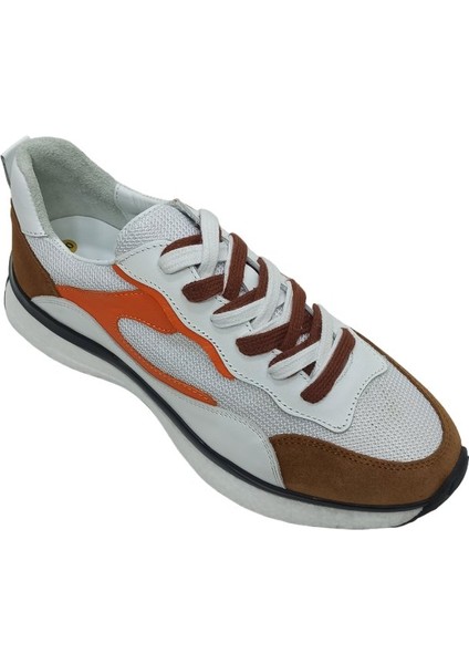 Turuncu Beyaz Deri Erkek Sneaker Spor Ayakkabı fiyatları