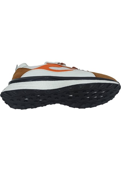 Turuncu Beyaz Deri Erkek Sneaker Spor Ayakkabı indirimleri