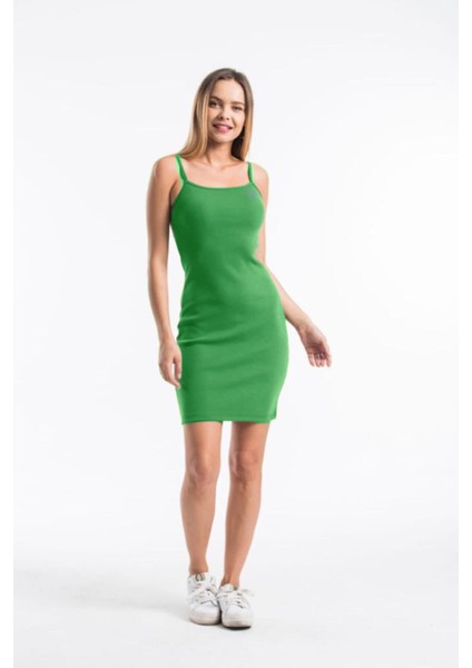 Ip Askılı Günlük Kaşkorse Askılı Elbise