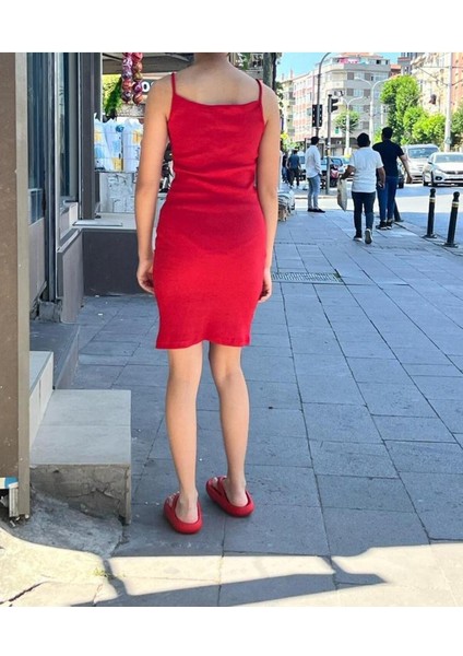 Kadın Bisiklet Yaka Ip Askılı Elbise Yazlık Triko modelleri