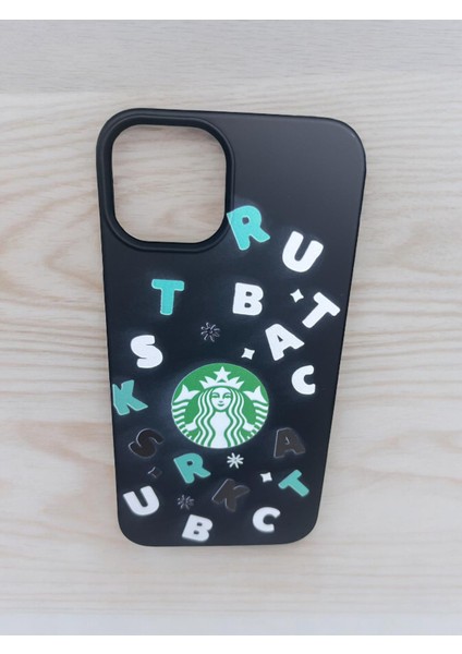 Iphone 13 Starbucks Baskılı Siyah Renk Silikon Telefon Kılıfı