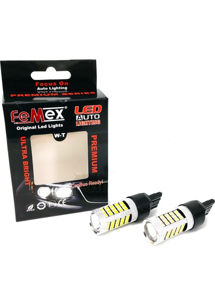 Pemium T20 7440 9W LED Ampul Tek Duy Beyaz 2835 Chip Mercekli