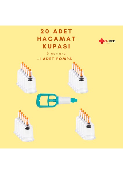 3 Numara Hacamat Kupası 26 Adet + 1 Adet Pompa