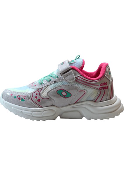 LF.2024 Gri Pembe Cırtlı Anatomik Kız Çocuk Spor Ayakkabı