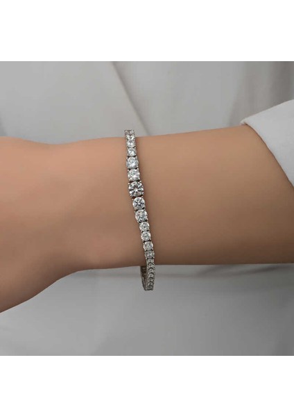 Gümüş Süzme Beyaz Taşlı Su Yolu Kadın Bileklik fırsatları