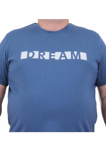 Mocgrande Erkek Büyük Beden Sıfır Yaka Tişört Dream 24140 Indıgo fiyatları