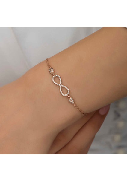 925 Ayar Gümüş Rose Sonsuzluk Kadın Bileklik modelleri