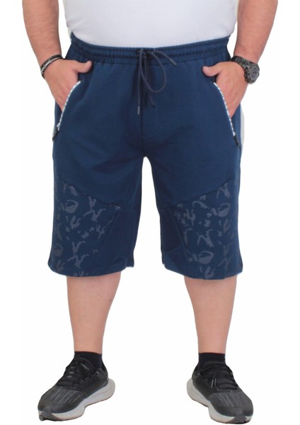 Mocgrande Büyük Beden Erkek Penye Şort Camouflage Pieces 24628 Marin