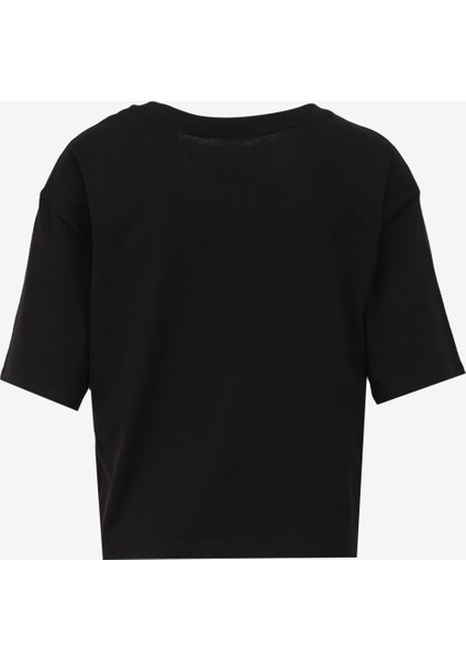 Bisiklet Yaka Baskılı Siyah Kadın T-Shirt 3DYT33 fiyatları