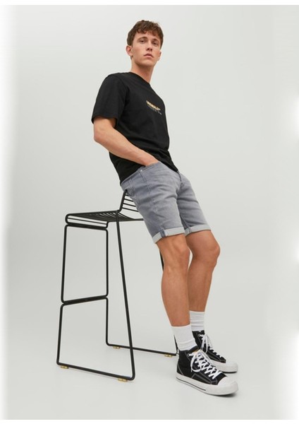 Normal Bel Normal Gri Erkek Denim Şort Jjırıck Jjıcon Shorts Ge 370 I.k Jn