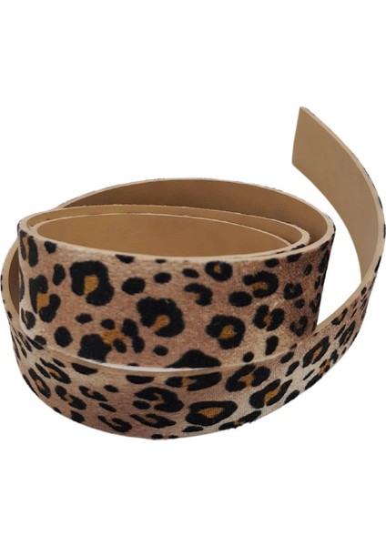 3 cm Şerit Suni Deri Leopar Desen 1 Metre