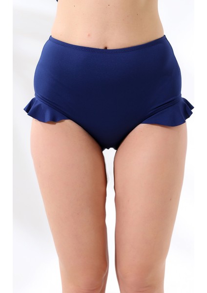 Aykum,yüksek Bel Bikini Altı Fırfırlı Astarlı,lacivert