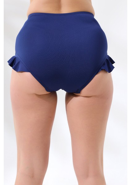 Aykum,yüksek Bel Bikini Altı Fırfırlı Astarlı,lacivert