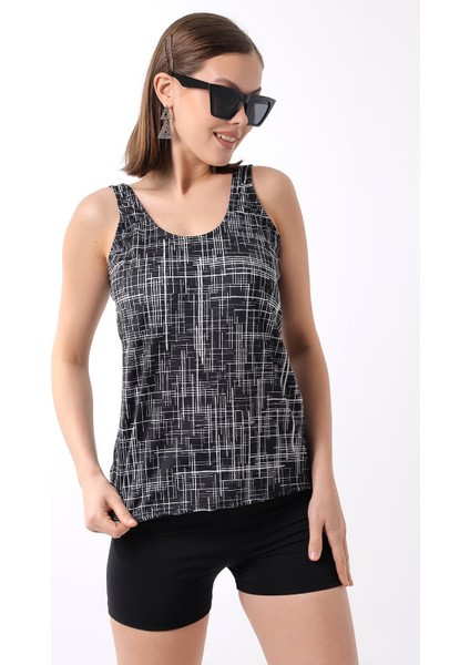 Tankini Şortlu Desenli Şortu Astarlı