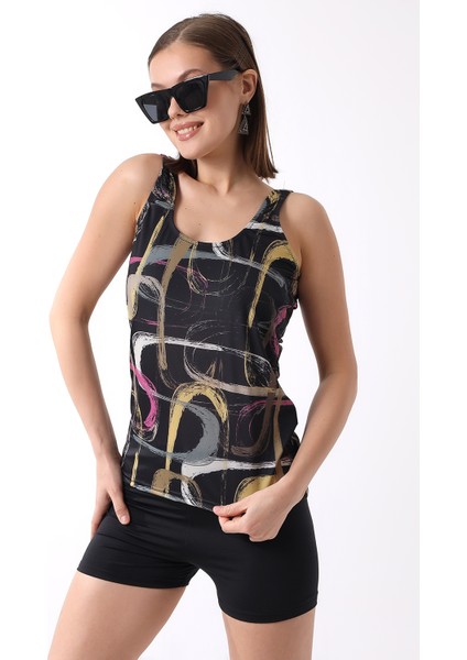 Kadın Tankini Şortlu Desenli Astarlı Mayo Mikrolu Likra Kumaş 38 Beden fiyatları