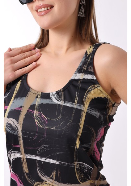 Kadın Tankini Şortlu Desenli Astarlı Mayo Mikrolu Likra Kumaş 38 Beden indirimleri