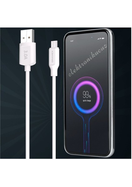 Hızlı Şarj Adaptörü D30M Şarj Aleti Micro USB Kablolu Set 3.0A -D30M Charge Adapter Mıcro USB Set 3.0A Mikro Samsung Ev Şarj Set