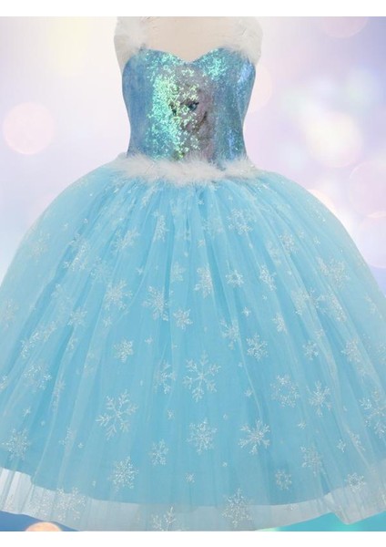 Kız Çocuk Tarlatanlı Simli Frozen Abiye