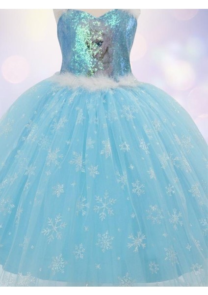 Kız Çocuk Tarlatanlı Simli Frozen Abiye