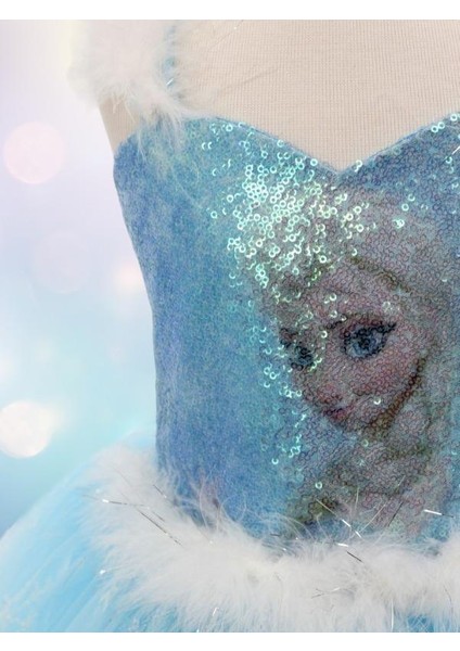 Kız Çocuk Tarlatanlı Simli Frozen Abiye
